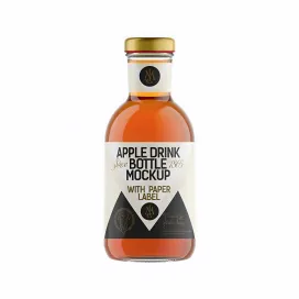 Clear Glass Apple Drink Bottle With Paper Label